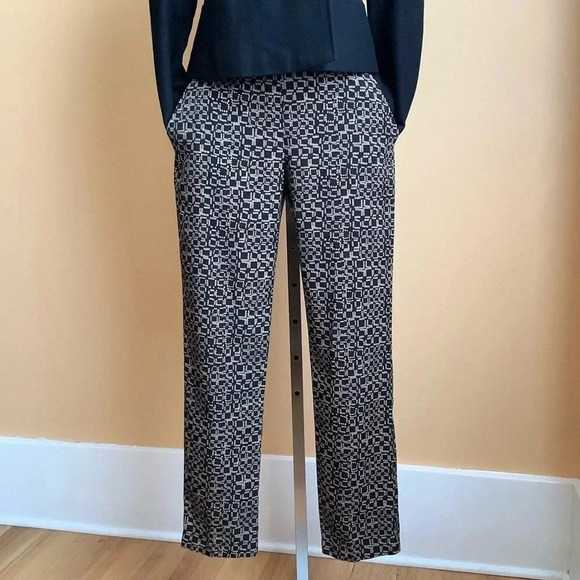 SANDRO Black/Tan Silky Straight Leg Trousers Size 6 - Picture 3 of 11